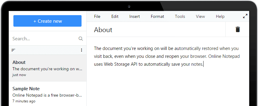 Shotiseo Online Notepad Screenshot